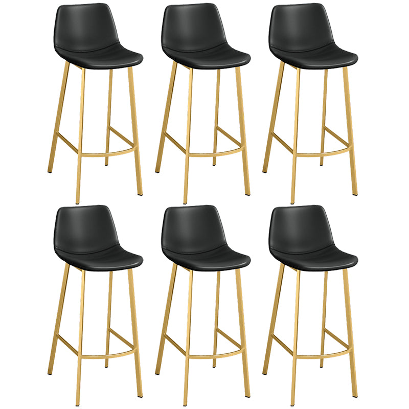 Glam Leather Upholstered Bar Stool Armless Low Back Stool with Gold Metal Legs