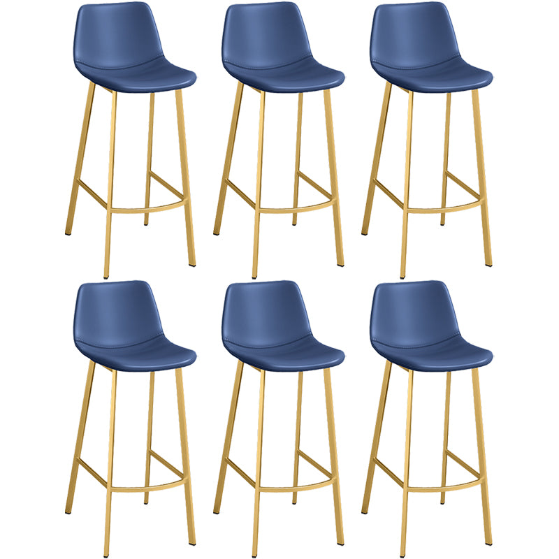 Glam Leather Upholstered Bar Stool Armless Low Back Stool with Gold Metal Legs