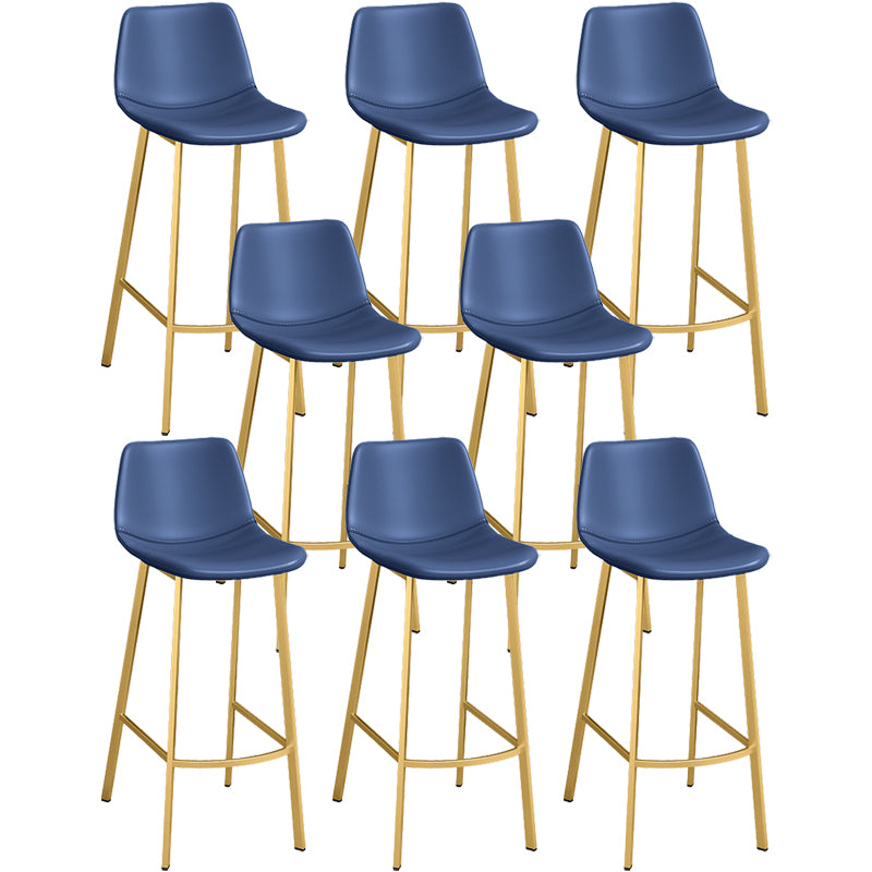 Glam Leather Upholstered Bar Stool Armless Low Back Stool with Gold Metal Legs