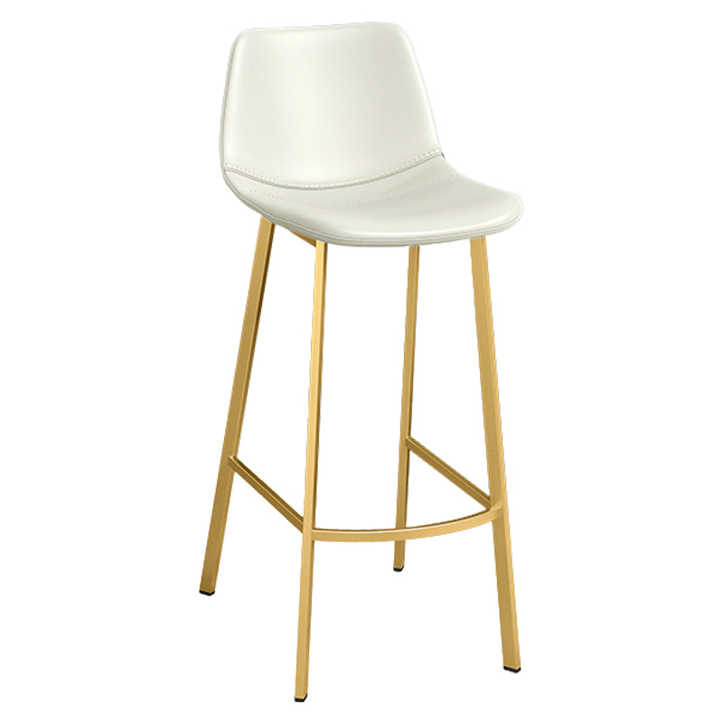 Glam Leather Upholstered Bar Stool Armless Low Back Stool with Gold Metal Legs