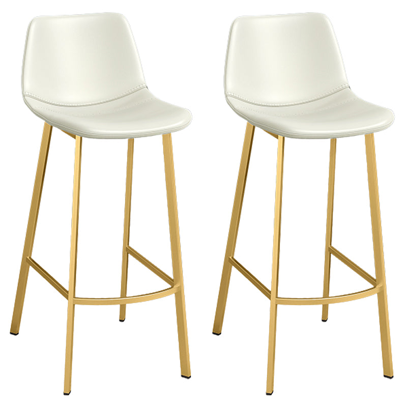 Glam Leather Upholstered Bar Stool Armless Low Back Stool with Gold Metal Legs