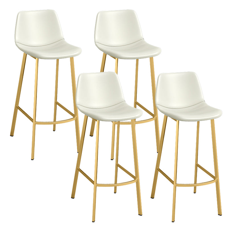 Glam Leather Upholstered Bar Stool Armless Low Back Stool with Gold Metal Legs