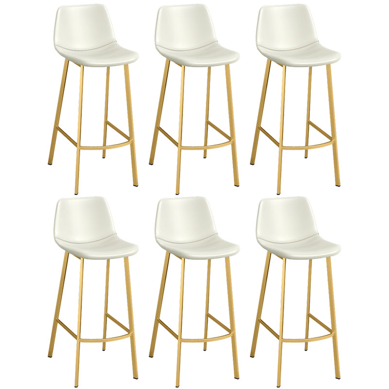 Glam Leather Upholstered Bar Stool Armless Low Back Stool with Gold Metal Legs