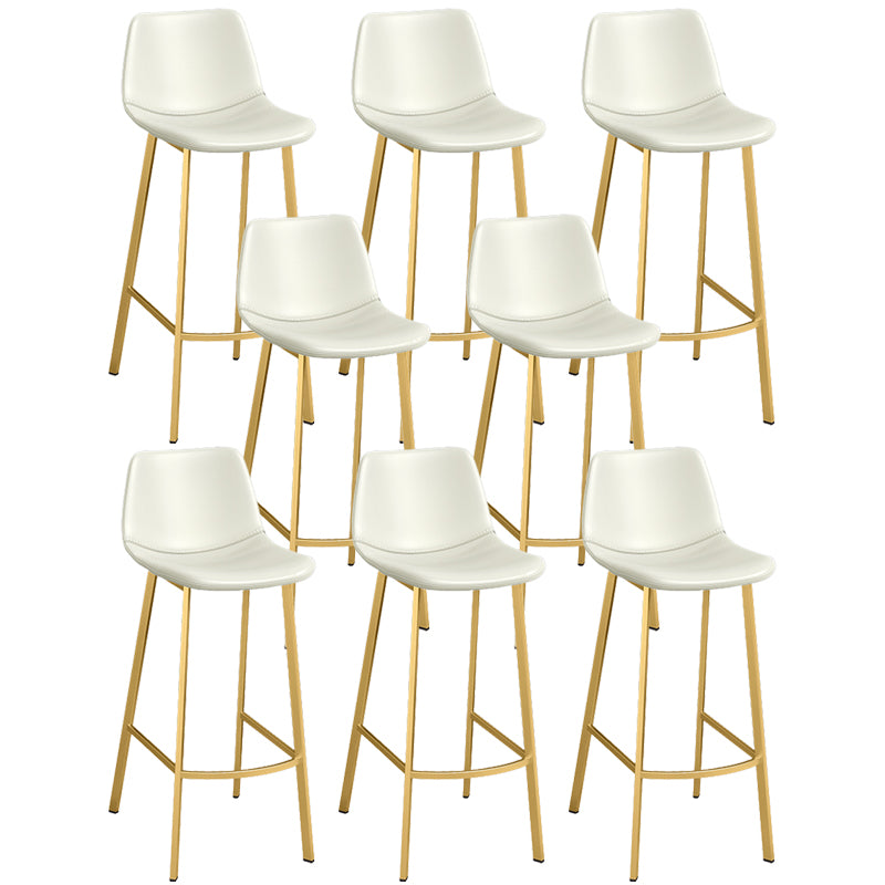 Glam Leather Upholstered Bar Stool Armless Low Back Stool with Gold Metal Legs