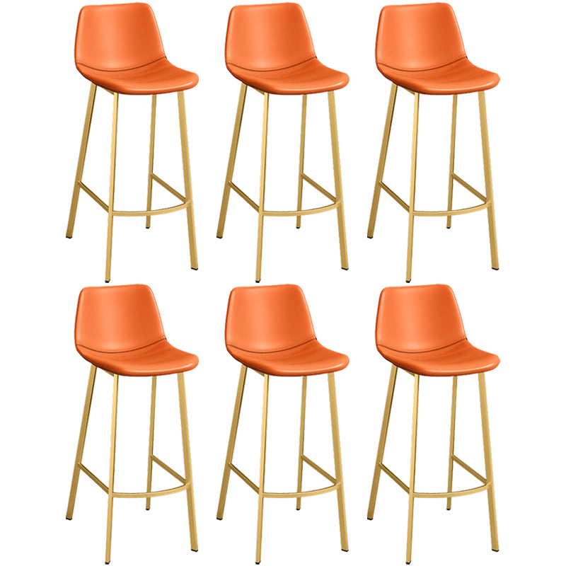 Glam Leather Upholstered Bar Stool Armless Low Back Stool with Gold Metal Legs