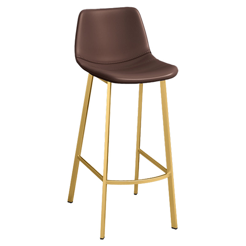 Glam Leather Upholstered Bar Stool Armless Low Back Stool with Gold Metal Legs