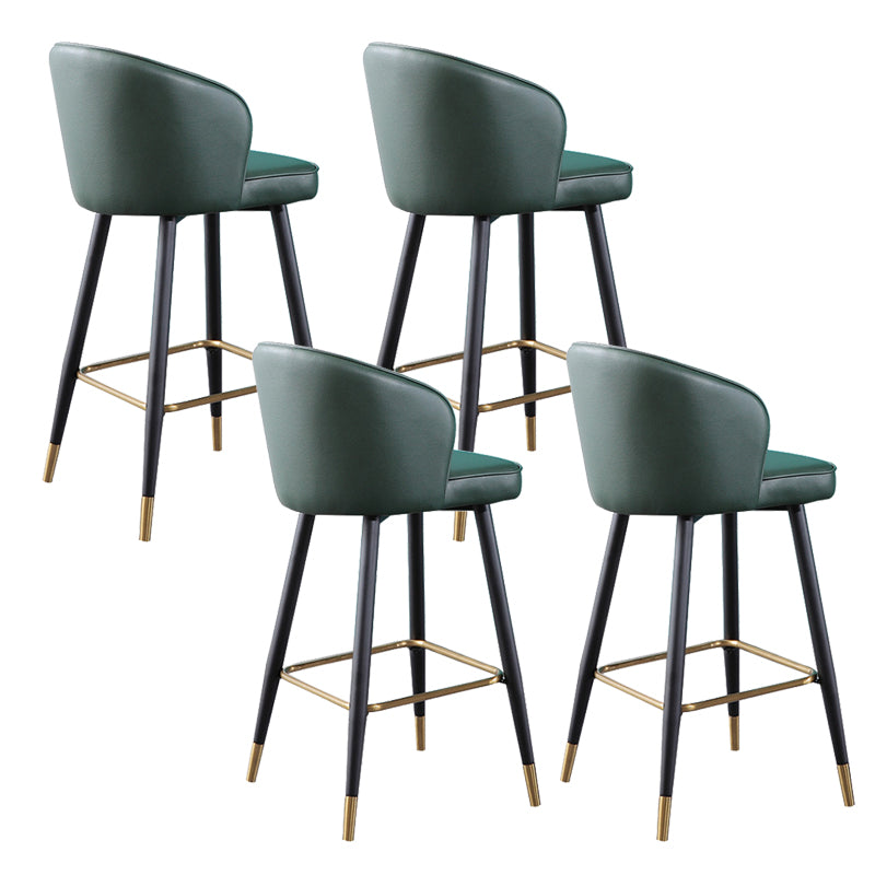 Leather Counter Stool Scandinavian Style Armed Low Back Stools for Home