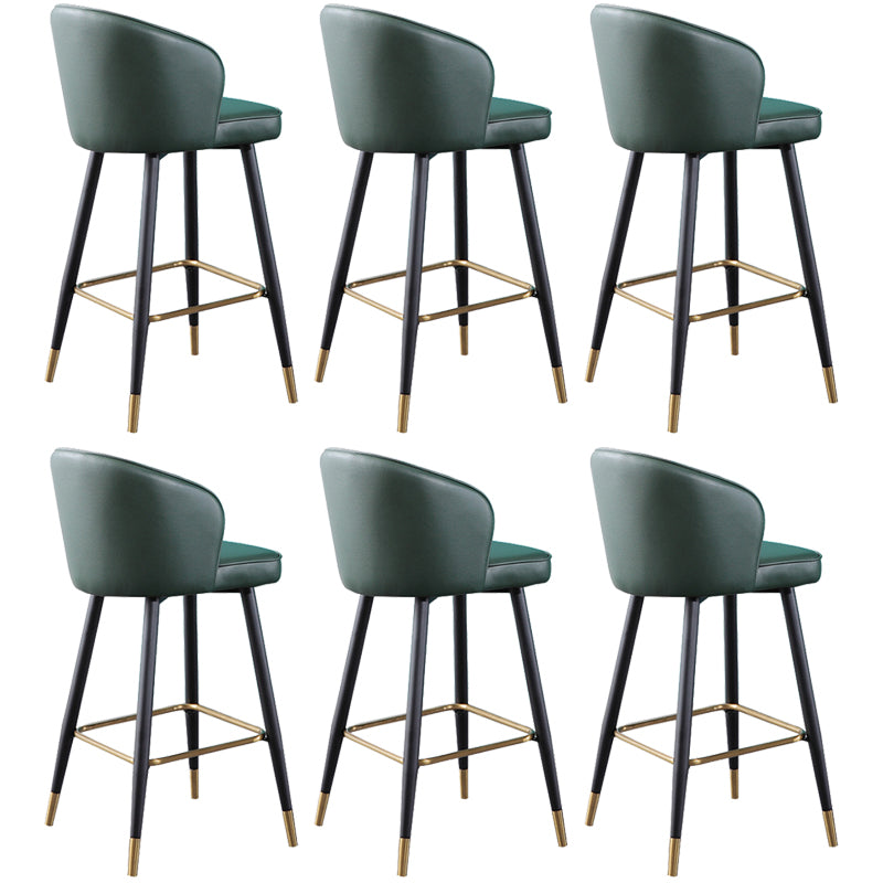 Leather Counter Stool Scandinavian Style Armed Low Back Stools for Home