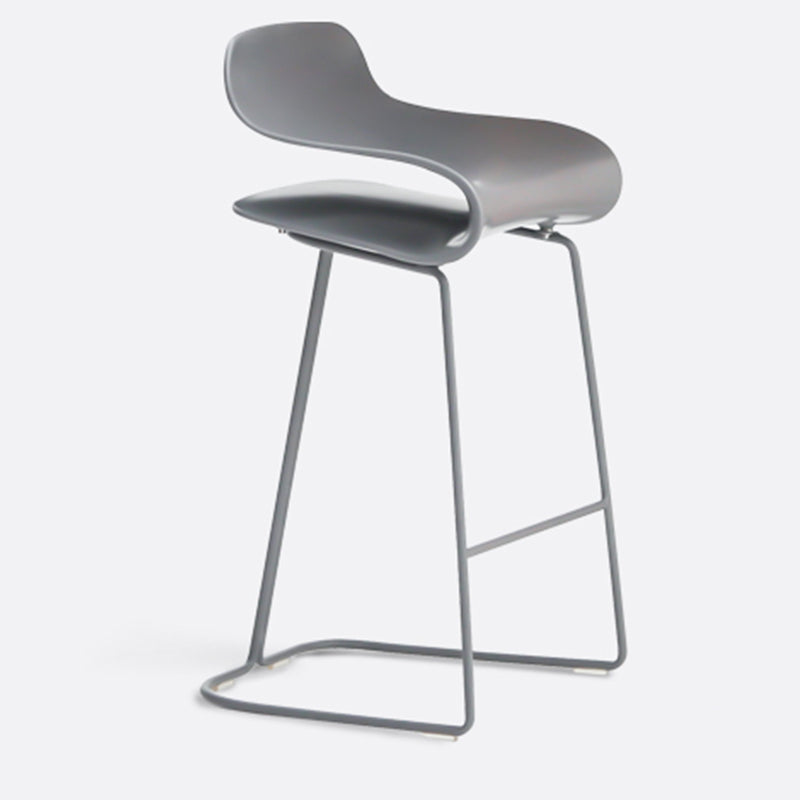 Armless Metal Indoor Bar Stool Scandinavian Plastic Stool with Footrest