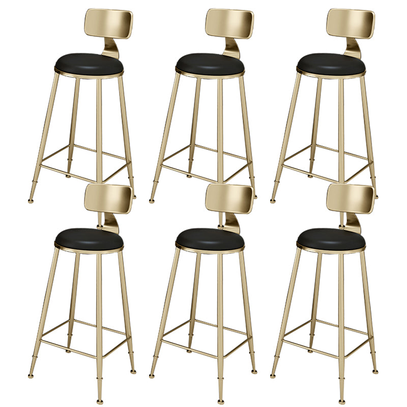 Glam Footrest Indoor Counter Stool Leather Round Dining Stool with Gold Base