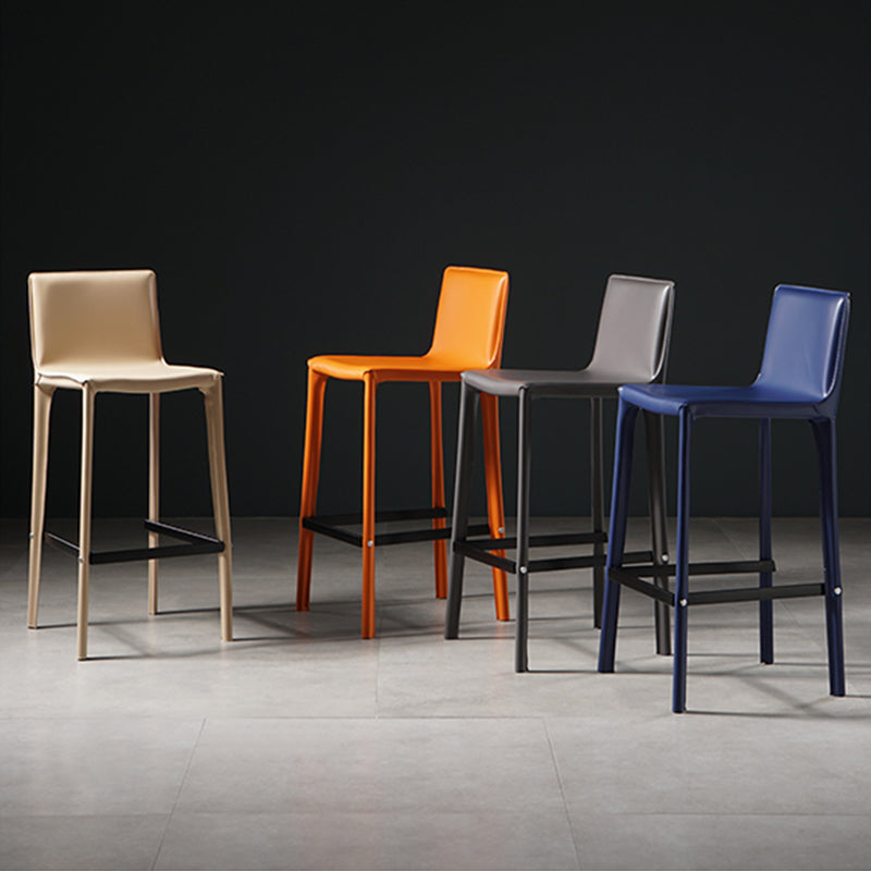 Modern Bar Stool Leather Counter Bar Stool with Metal Legs for Indoor Use