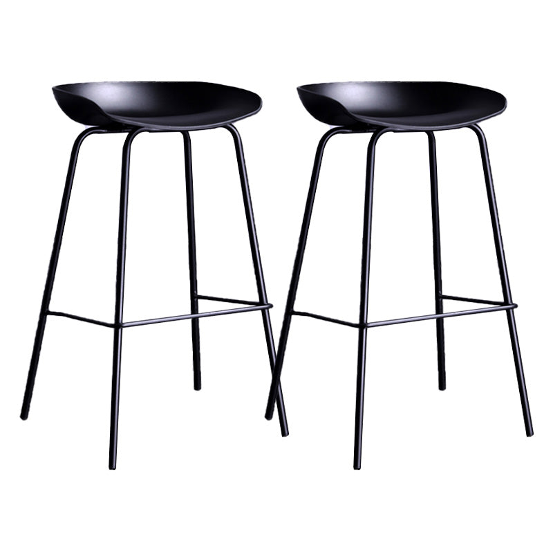 Contemporary Armless Low Backrest Counter Stool Iron Bar Stool with Footrest
