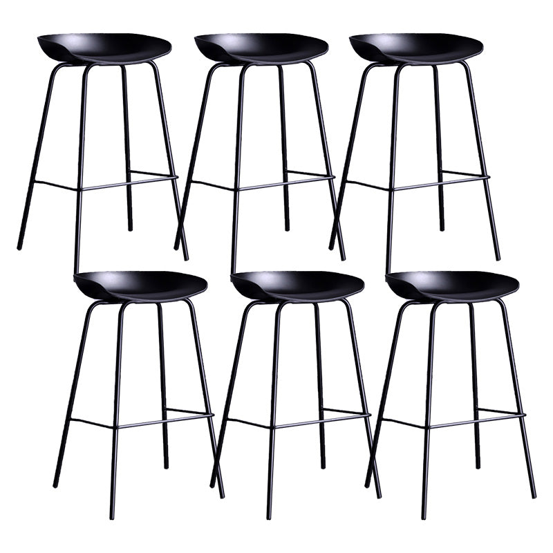 Contemporary Armless Low Backrest Counter Stool Iron Bar Stool with Footrest