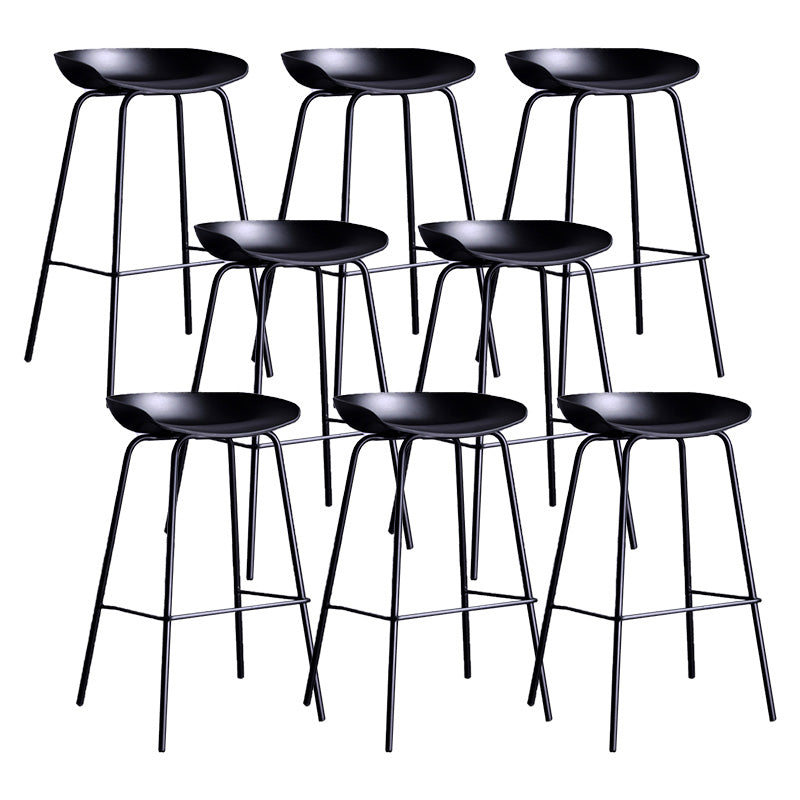 Contemporary Armless Low Backrest Counter Stool Iron Bar Stool with Footrest