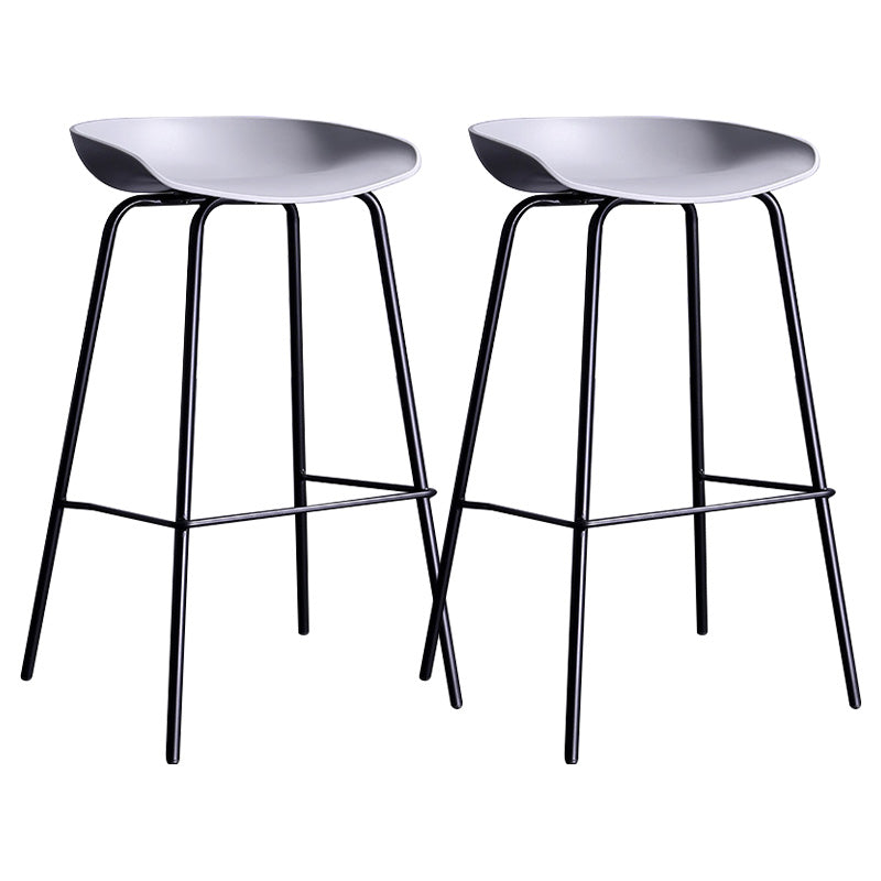 Contemporary Armless Low Backrest Counter Stool Iron Bar Stool with Footrest