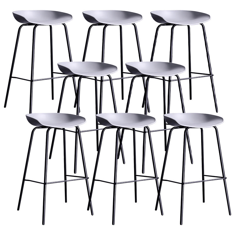 Contemporary Armless Low Backrest Counter Stool Iron Bar Stool with Footrest