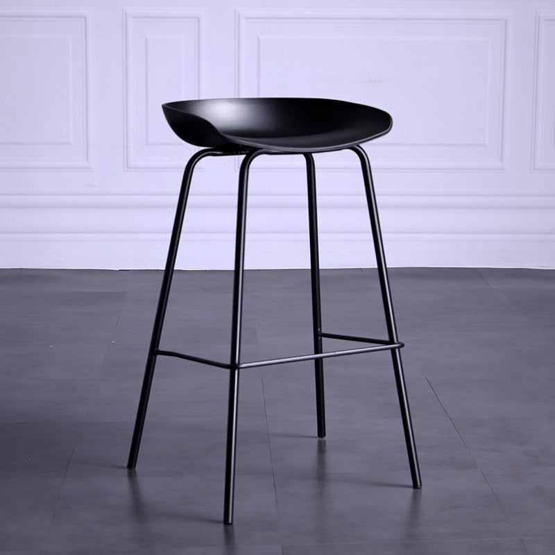 Contemporary Armless Low Backrest Counter Stool Iron Bar Stool with Footrest
