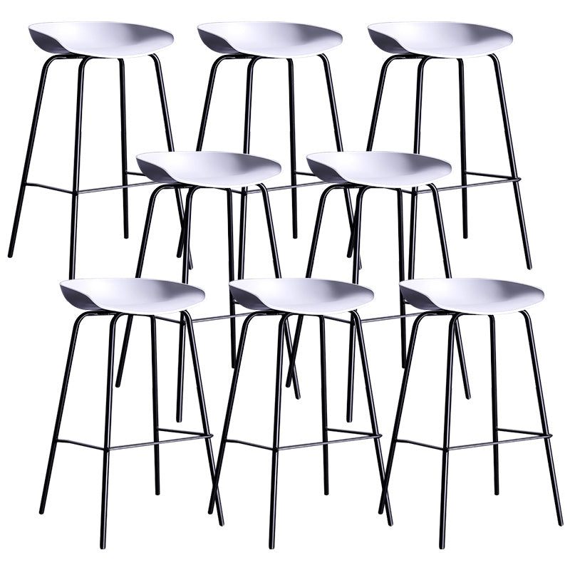 Contemporary Armless Low Backrest Counter Stool Iron Bar Stool with Footrest