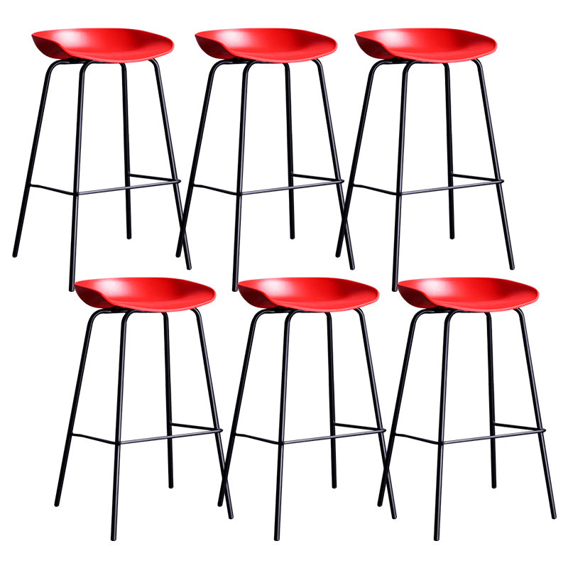 Contemporary Armless Low Backrest Counter Stool Iron Bar Stool with Footrest