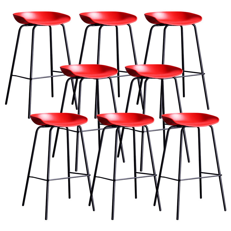 Contemporary Armless Low Backrest Counter Stool Iron Bar Stool with Footrest