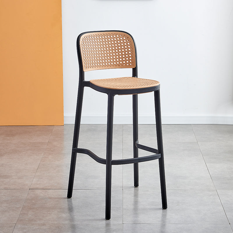 Scandinavian Bar Height Low Back Stool Plastic Bar Stool in White and Black