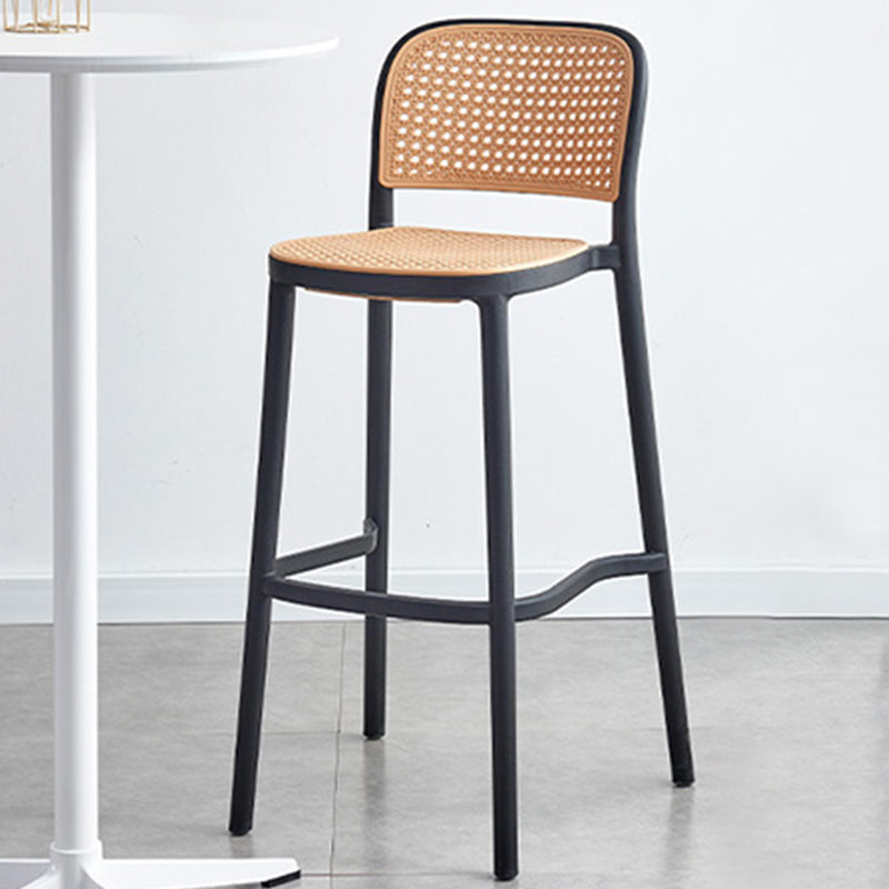 Scandinavian Bar Height Low Back Stool Plastic Bar Stool in White and Black