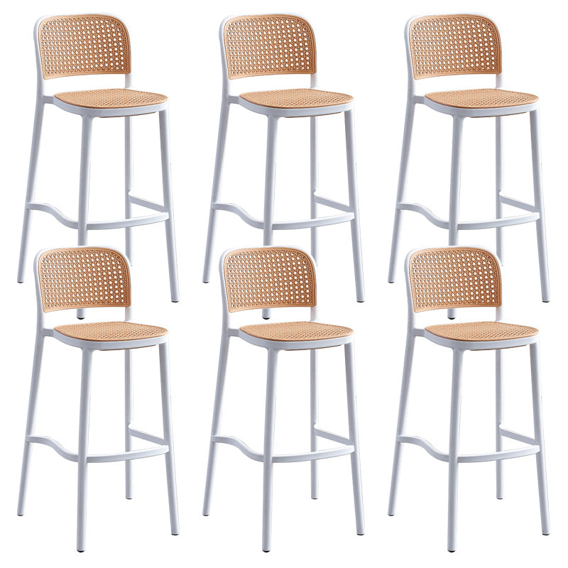 Scandinavian Bar Height Low Back Stool Plastic Bar Stool in White and Black