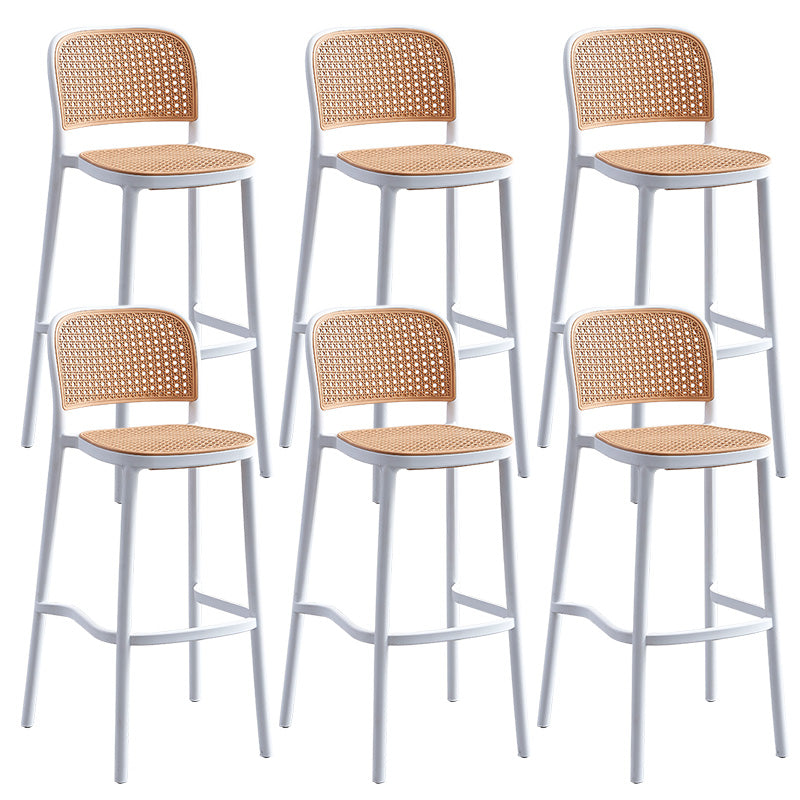 Scandinavian Bar Height Low Back Stool Plastic Bar Stool in White and Black