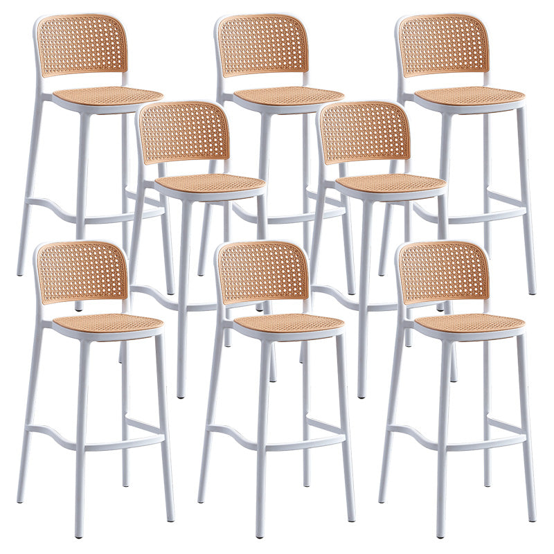 Scandinavian Bar Height Low Back Stool Plastic Bar Stool in White and Black