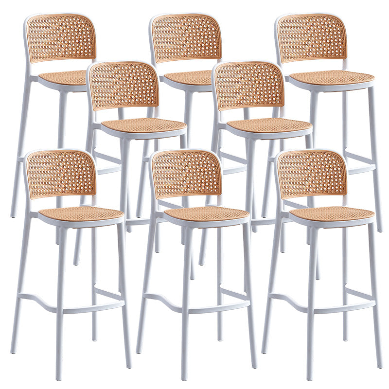 Scandinavian Bar Height Low Back Stool Plastic Bar Stool in White and Black