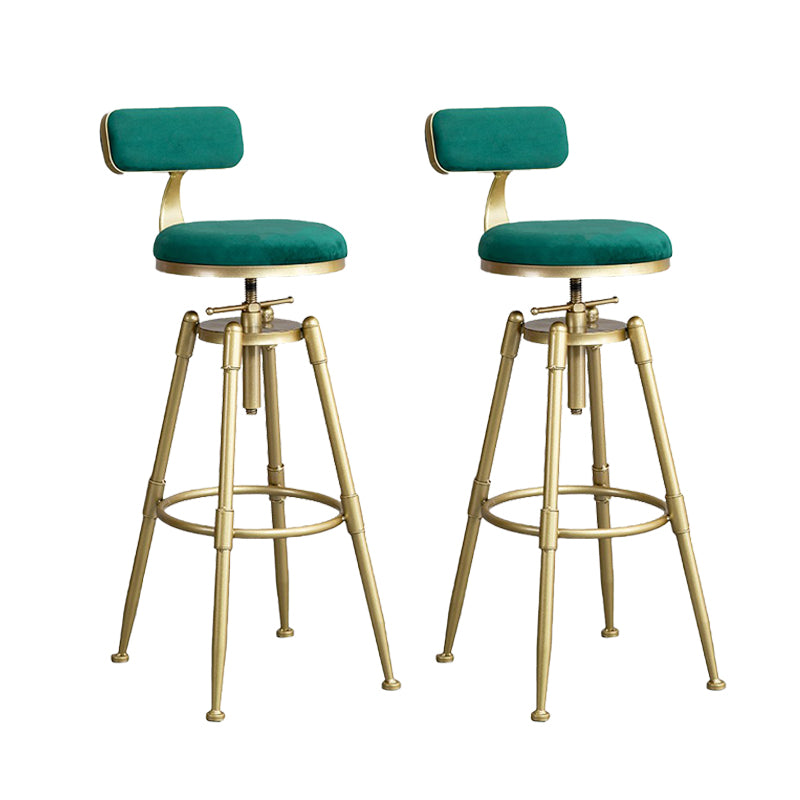 Contemporary Iron Adjustable Height Bar Stool Upholstered Bar Stool with Footrest