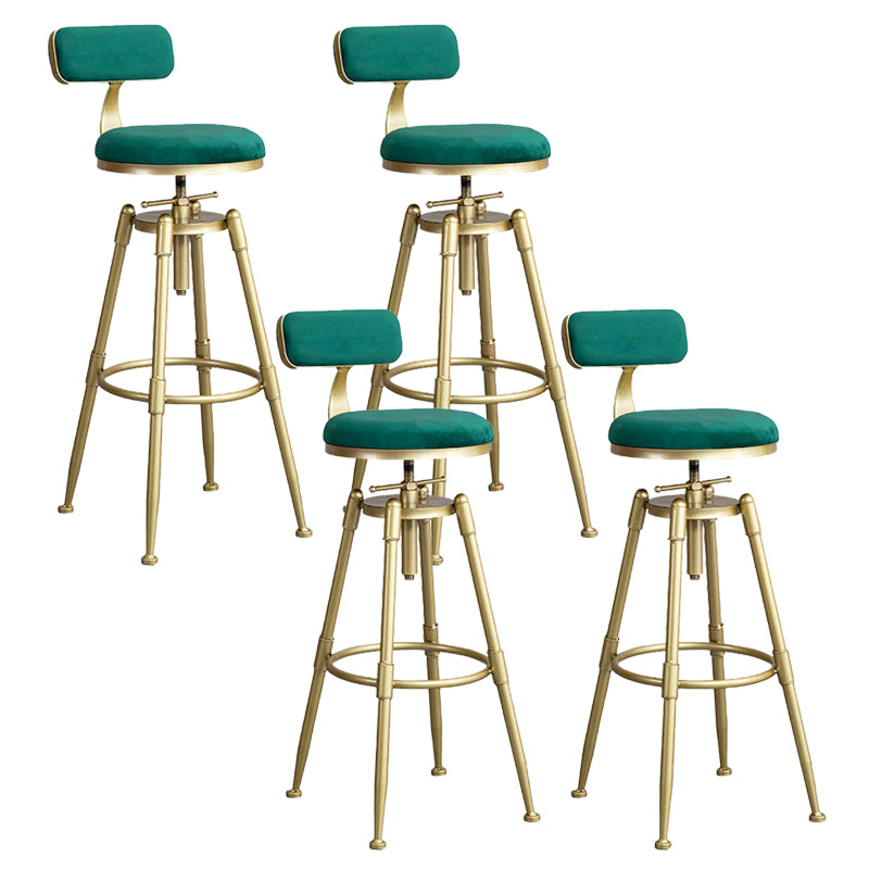 Contemporary Iron Adjustable Height Bar Stool Upholstered Bar Stool with Footrest