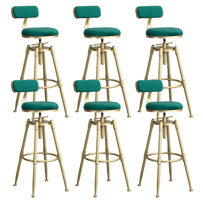 Contemporary Iron Adjustable Height Bar Stool Upholstered Bar Stool with Footrest