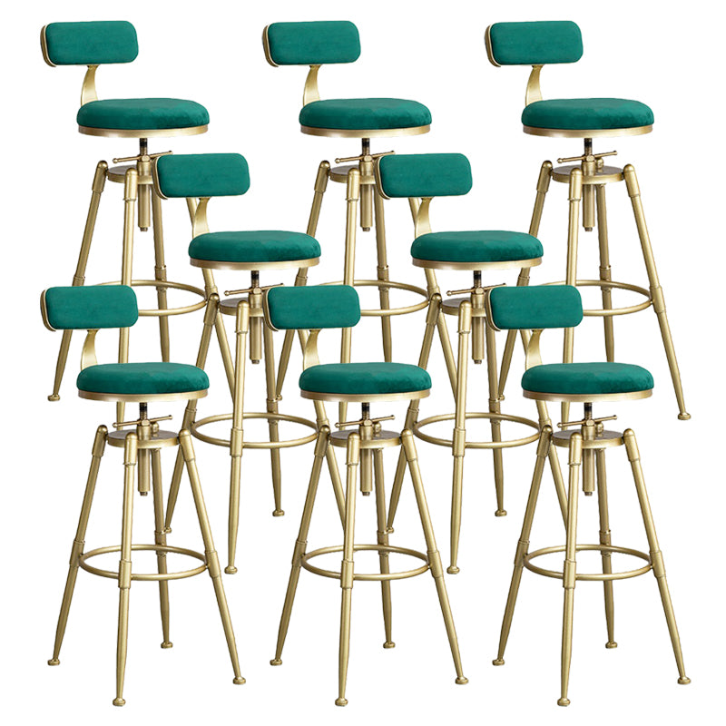 Contemporary Iron Adjustable Height Bar Stool Upholstered Bar Stool with Footrest
