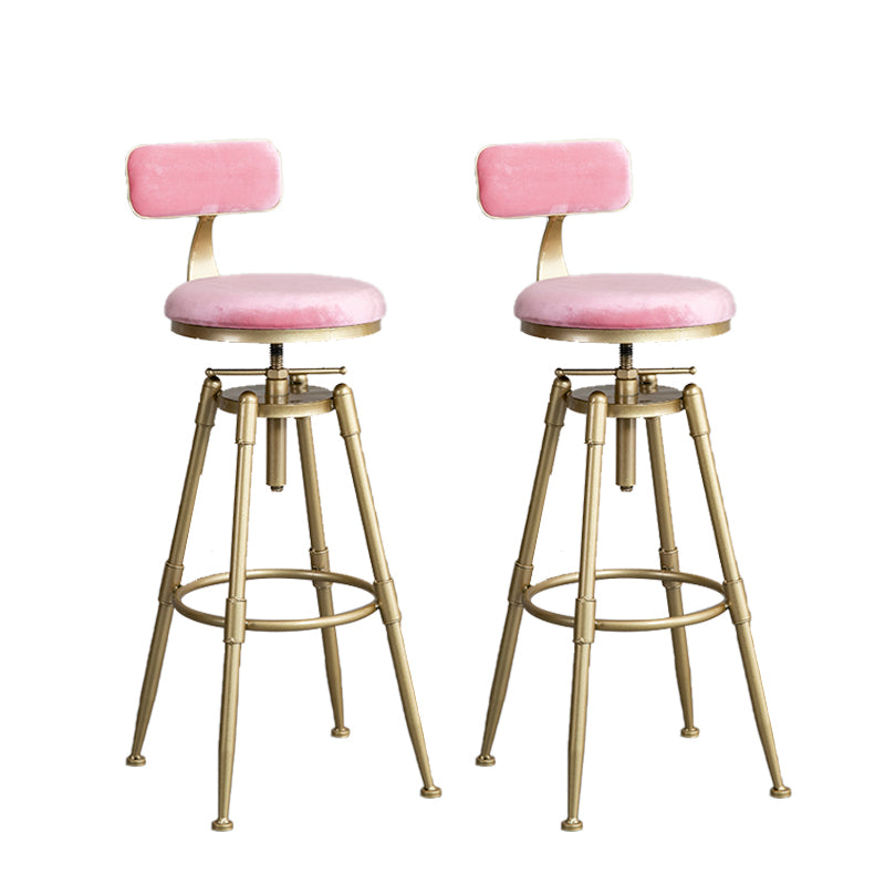 Contemporary Iron Adjustable Height Bar Stool Upholstered Bar Stool with Footrest