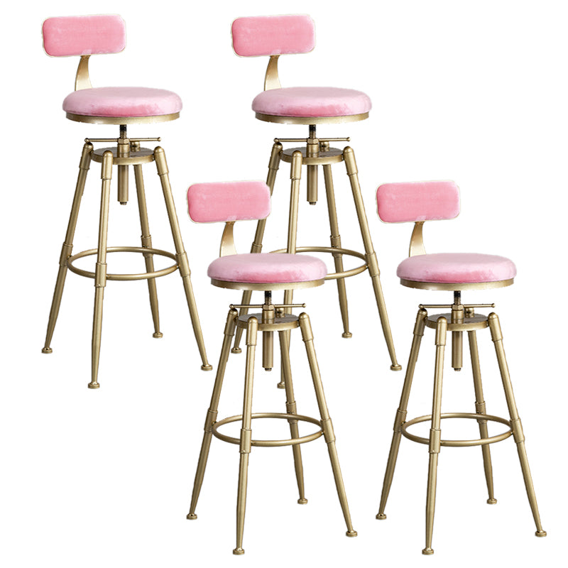 Contemporary Iron Adjustable Height Bar Stool Upholstered Bar Stool with Footrest