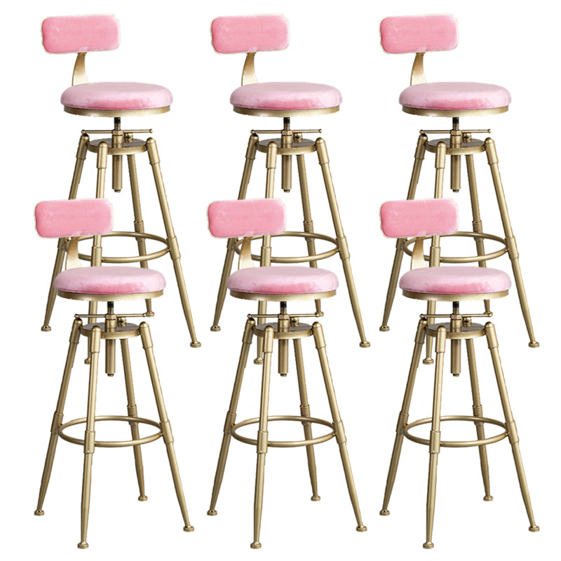Contemporary Iron Adjustable Height Bar Stool Upholstered Bar Stool with Footrest