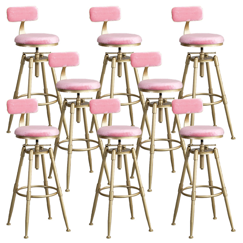Contemporary Iron Adjustable Height Bar Stool Upholstered Bar Stool with Footrest