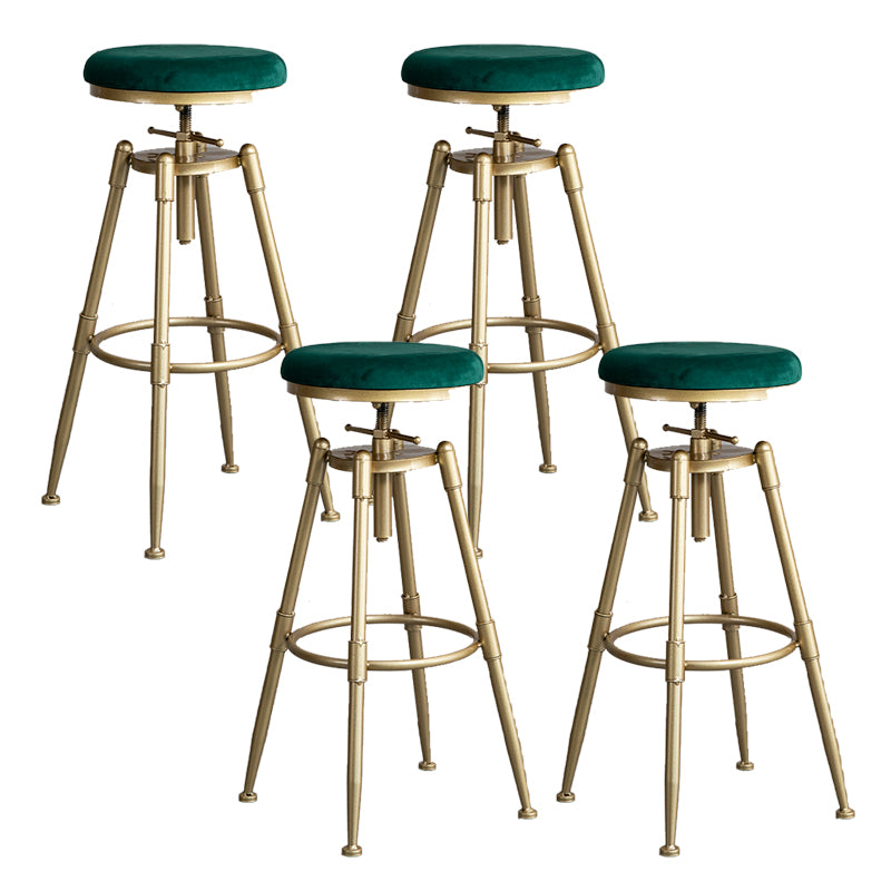 Contemporary Iron Adjustable Height Bar Stool Upholstered Bar Stool with Footrest