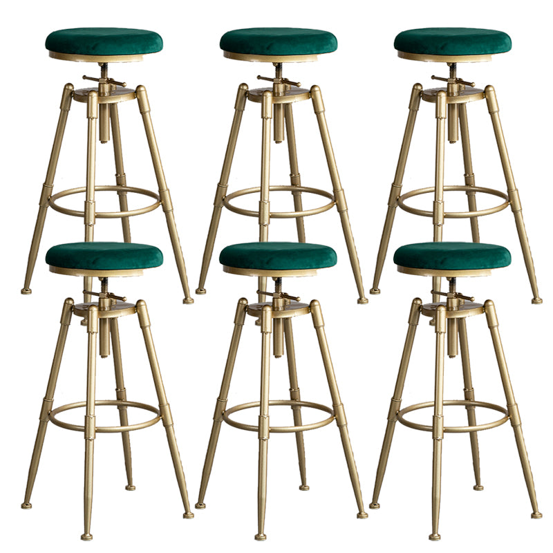 Contemporary Iron Adjustable Height Bar Stool Upholstered Bar Stool with Footrest