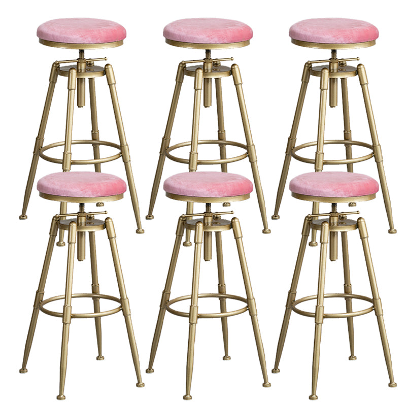 Contemporary Iron Adjustable Height Bar Stool Upholstered Bar Stool with Footrest