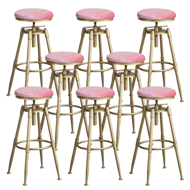Contemporary Iron Adjustable Height Bar Stool Upholstered Bar Stool with Footrest
