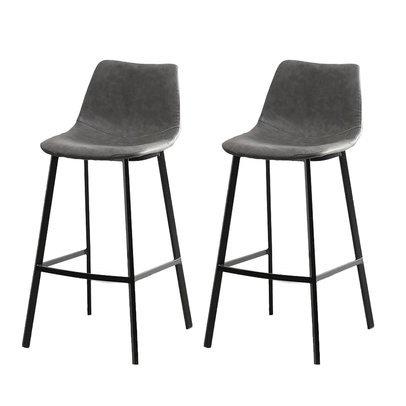 Contemporary Leather Bar Height Stool Metal Base Bar Stool for Living Room