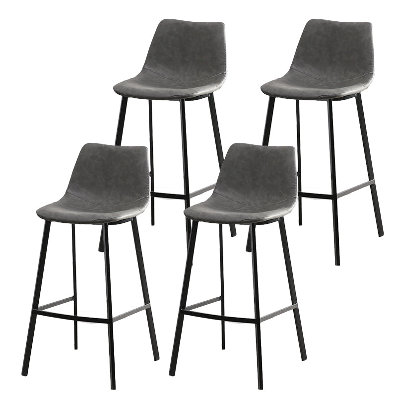 Contemporary Leather Bar Height Stool Metal Base Bar Stool for Living Room