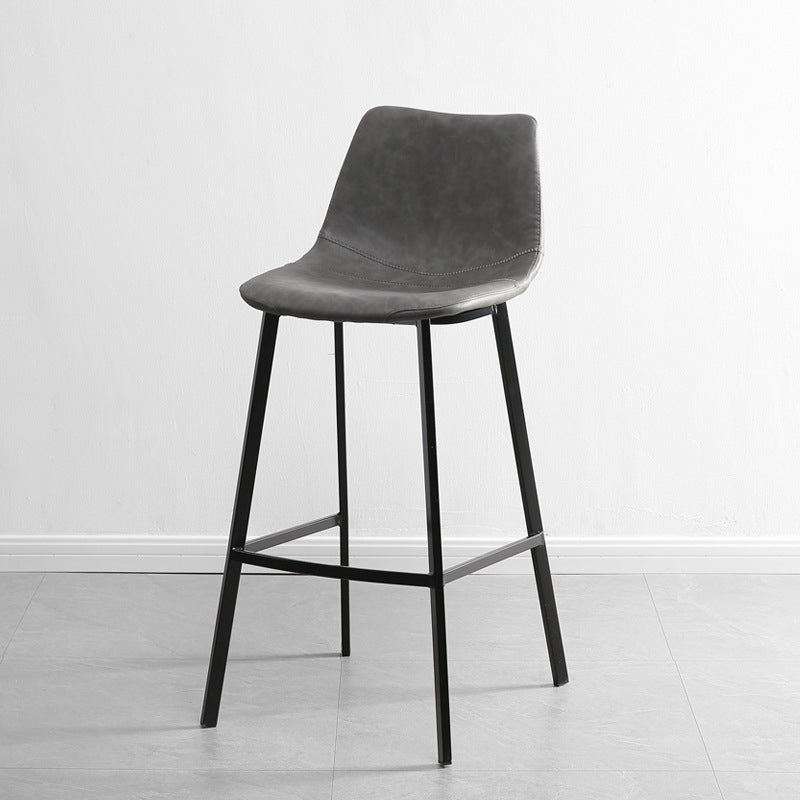 Contemporary Leather Bar Height Stool Metal Base Bar Stool for Living Room