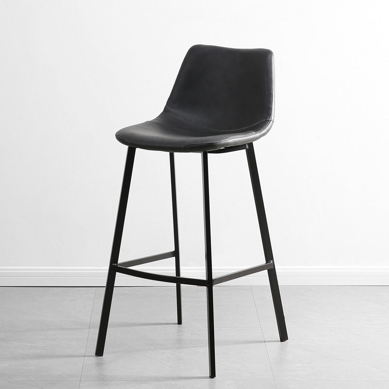 Contemporary Leather Bar Height Stool Metal Base Bar Stool for Living Room