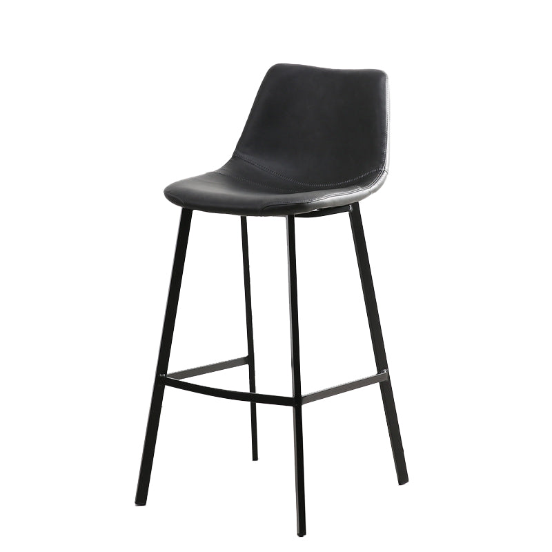 Contemporary Leather Bar Height Stool Metal Base Bar Stool for Living Room