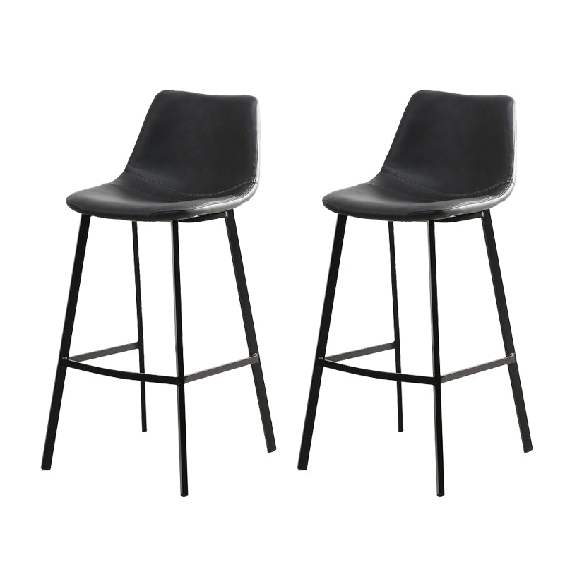 Contemporary Leather Bar Height Stool Metal Base Bar Stool for Living Room
