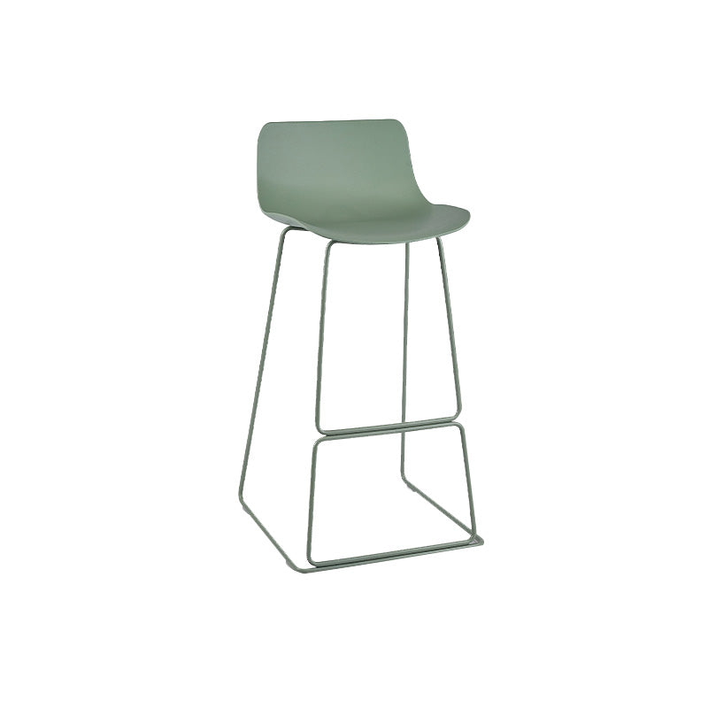 Scandinavian Low Back Bar Stool Plastic Stool with Metal Base