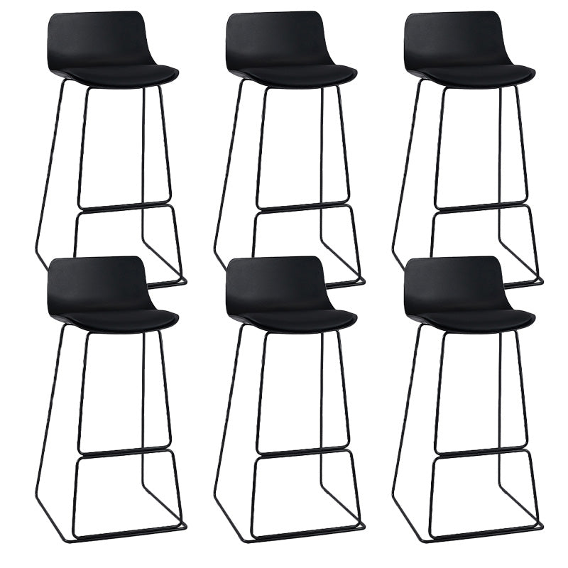 Scandinavian Low Back Bar Stool Plastic Stool with Metal Base